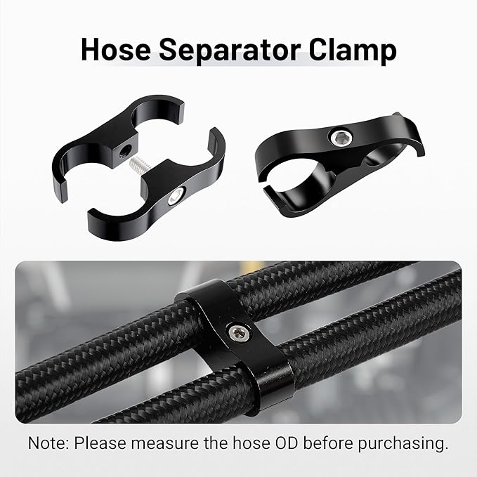 EVIL ENERGY Hose Separator Clamp,Fuel Line Mounting Clamp Aluminum Black (6, AN12)