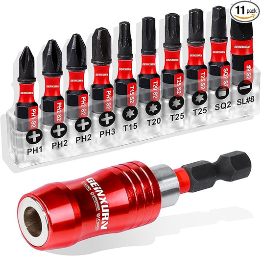 2.5 Inches Impact Screwdriver Bit Holders with 10 Pcs Screwdriver Bit,Strong Magnetic Extension Quick-Change Socket Drill Bit Holder Quick Release Drill Bit Guide