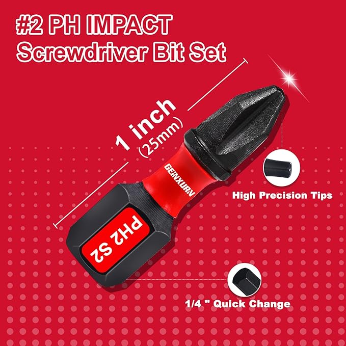 Impact Tough #2 Phillips 1 in. Insert Driver Bits,30Pack Bulk PH2 Screwdriver Bits Set