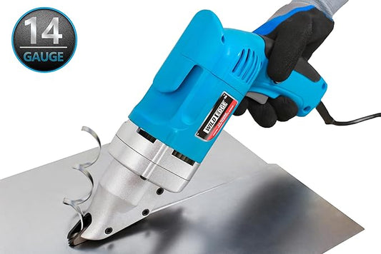 Electric Metal Shear, 14 Gauge 5.0 Amp Variable Speed Swivel Head Heavy Duty Sheet Metal Cutter