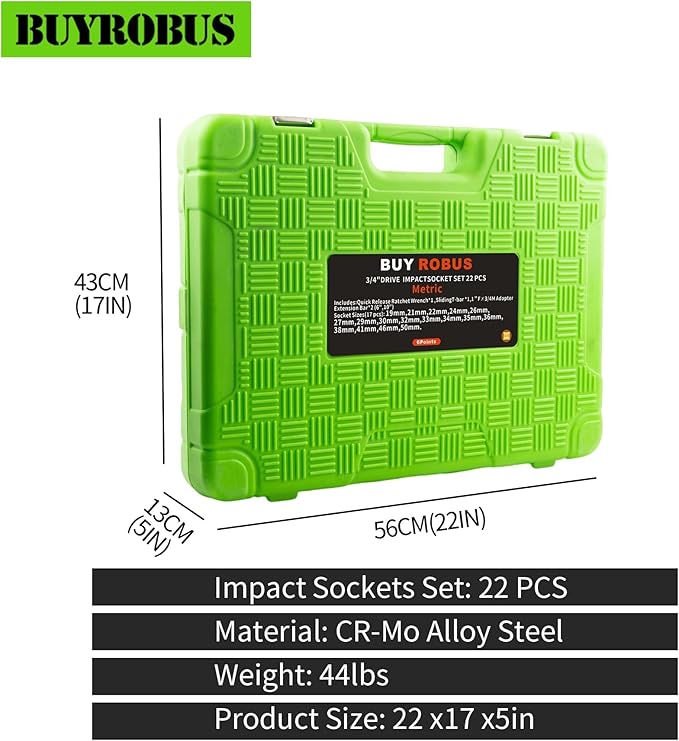 1/2 Inch Drive Deep Impact Socket Set,12 PCS Extended Socket Set, 6-Point Metric Size 27mm, 28mm, 29mm, 30mm, 32mm, 33mm, 34mm, 35mm, 36mm, 38mm, 39mm, 41mm Socket, Cr-Mo Steel,Heavy Duty Socket Set