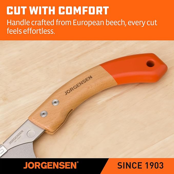 JORGENSEN Japanese Pull Saw Kataba, 10-3/8 Inch with Curved Handle, Premium SK5 Blade, 14 TPI Teeth, Woodworking Hand Saw for Hardwood & Softwood, Wood Trim