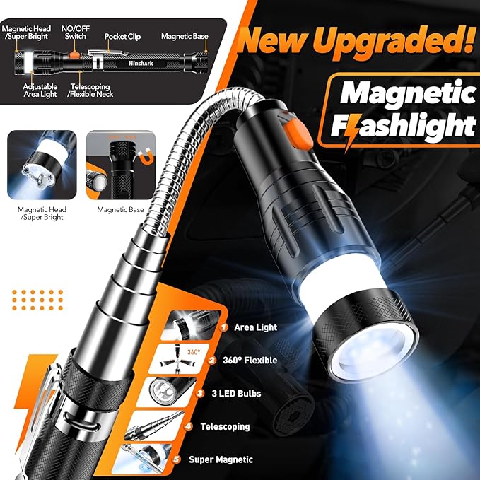 Gifts for Men, Valentines Day Gifts for Him Extendable Telescoping Magnetic Pickup Tools Set, Anniversary Birthday Gift for Men Dad Husband Him, Mens Valentines Gift for Cool Gadgets Tools