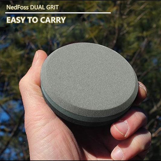 NedFoss Axe/Hatchet Sharpening Puck Whetstone Knife Sharpening Stone, Dual Grit Multi-Purpose Sharpener with Sheath