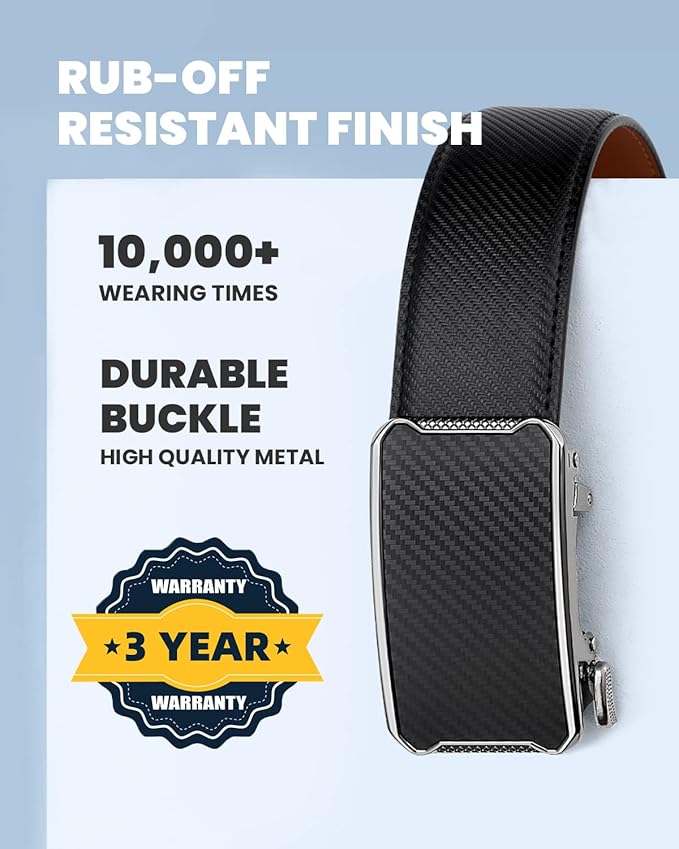 Zitahli Belt Men, Ratchet Belt Dress with 1 3/8" Premium Leather,Slide Belt with Easier Adjustable Automatic Buckle