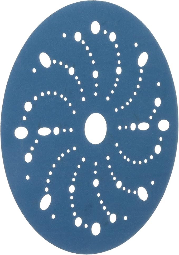 3M Hookit Blue Abrasive Discs 36181, Multi-Hole, 6 in, 400+ Grade, Pack of 50, Virtually Dust-Free, for Auto Sanding, Body Repair, Featheredging, Primer Sanding, Paint Preparation, E-Coat
