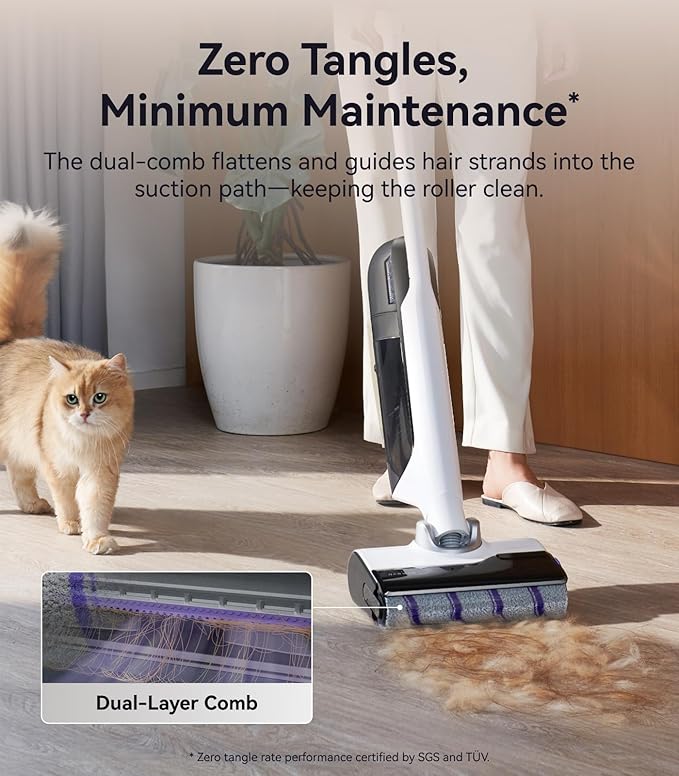 NARWAL S30 Wet Dry Vacuum Cleaner with 20000Pa Suction, 176째F Self-Cleaning, Heated Drying, Disposable Waste Bag, Tangle-Free, Cordless Vacuum Mop for Hard Floors & Edge Cleaning, Easy to Use