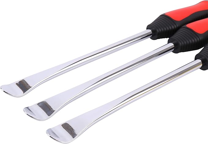 Asooll 11.5" Tire Spoon Dirt Bike Tire Changing Spoons Tool Lever Steel Spoons Kit for Motorcycle ATV Lawn Mower | with 1 Portable Bag + 3 Tire Spoons+ 6 Rim Protectors + 6 Valve Cores + 1 Valve