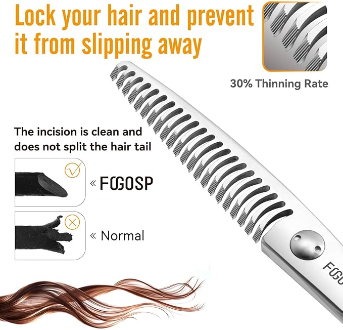 Left Hand 6" Professional Hair Shears Set VG10 Japanese Stainless Steel Sharp Ergonomic Lightweight Regular Straight and Thinning Scissors for Barbers and Salon Professionals