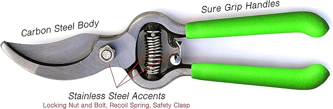 Garden Guru Classic Bypass Pruning Shears Clippers ??Heavy Duty Forged Steel Garden Pruners ??Safety Lock ??Non Slip Comfort Grips ??Cuts up to 1????Professional Bypass Pruners for Gardening (4 Pack)