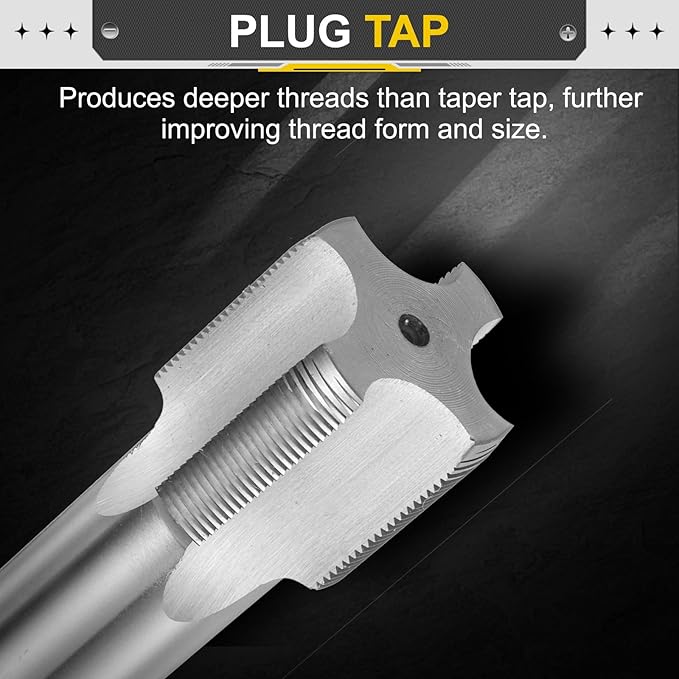 uxcell Hand Plug Tap M39 x 1.5 H2 Metric Thread Plug Style Taps Straight Flute Screw Tapping Threading Tool High Speed Steel HSS6542