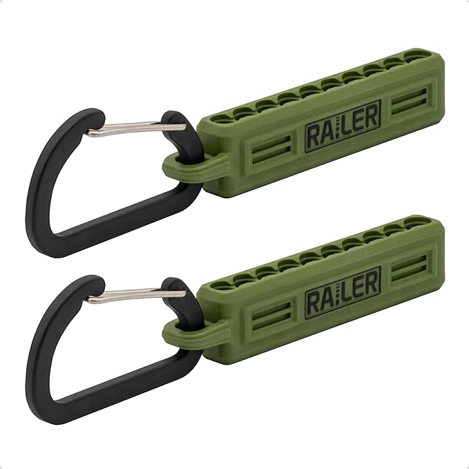 Screwdriver Bit Holder Storage Organizer ??Railer 10-Hole Camo Green Bit Holder with Carabiner - 2 Pack