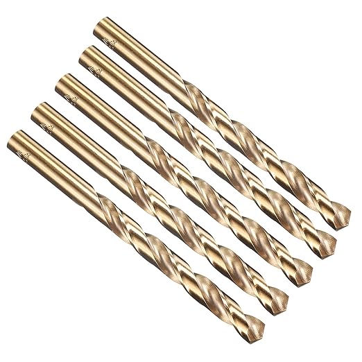 PATIKIL 23/64" Drill Bit, Jobber Straight Shank M35 Cobalt 5% High-Speed Steel 135째 Gold Finish for Stainless Steel Hard Metal - 5 Pack