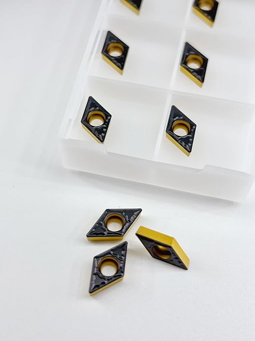 CNC Carbide Inserts DCMT070204 / DCMT21.51 for Steel Metal Cutting Turning Tools, DCMT Lathe Tool Inserts for Steel Cast Iron Alloy, Premium Carbide Tips for CNC Milling Machine, 10 Pcs
