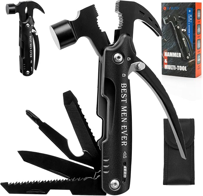 BIBURY Stocking Stuffers for Men, 12 in 1 Hammer Multitool White Elephant Gifts for Adults, Gift for Dad Who Have Everything, Mens Gift for Christmas, Cool Gadgets for Boyfriend Husband, Gift for Men