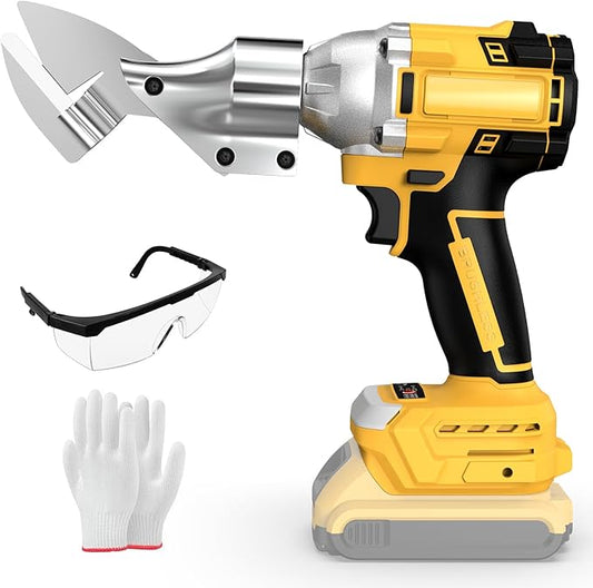 Cordless Metal Shear Compatible with De-Walt 20V Max Battery, Electric Brushless Sheet Metal Scissors for Cutting Stainless Sheet, Iron, Carpet, Leather, Cardboard (NO Battery)