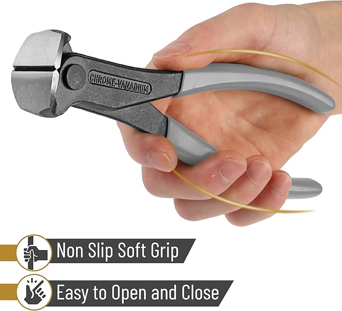 Bates- Nail Puller, 7 Inch, Gray, Nail Remover Tool, Cutting Pliers, Carpenter Tools, Staple Puller, End Cutting Pliers