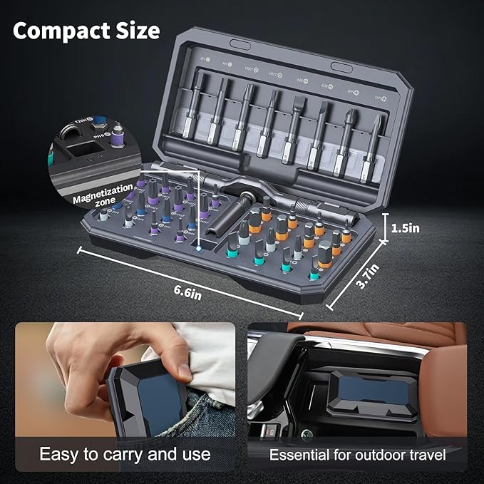 42 in 1 Magnetic Screwdriver Sets - Ratchet allen wrench set with Storage Case, Comes with a detachable T-handle, Furniture Assembly, Bicycle, Computer & DIY Projects
