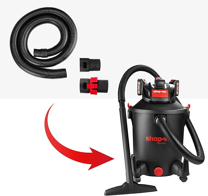 Shop-Vac 8' X 2-1/2" Universal Hose Black, Replacement Hose Compatible with Rigid, Dewalt, Husky, Craftsman, Bauer, Masterforce Vacuum Cleaners
