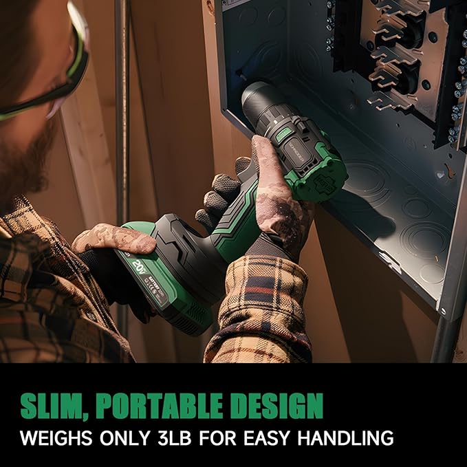 SCHNEIDER 20V MAX Cordless Drill Driver, Brushless, 619 in-lbs, 1/2 Inch Electric Drill, 2 Speed, 2 Batteries and Charger Included