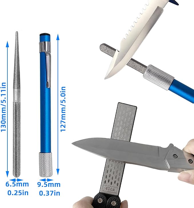 Knife Sharpener ??Orange/Black Pocket Portable Diamond Sharpening Stone, Two-sided 400/600 Grit, Folding Design for Outdoor and Home Use, Comes with a Blue Diamond Polishing Rod (Orange)