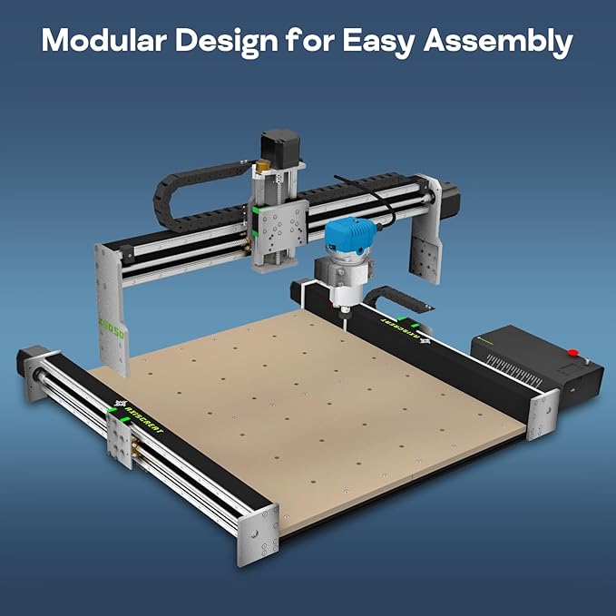 5050 CNC Machine with Linear Rails Ball Screws on 3-Axis, 710W Trim Router Spindle Engraving Milling Machine for Wood Acrylic Aluminum Cutting