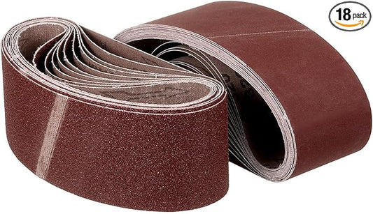 3 x 21 Inch Sanding Belt, 18 Pcs 60/120/150/240/320/400 Grit Knife Sharpener Belts Work Sharpening for Belt Sander Knife Carving Tool Metal Working