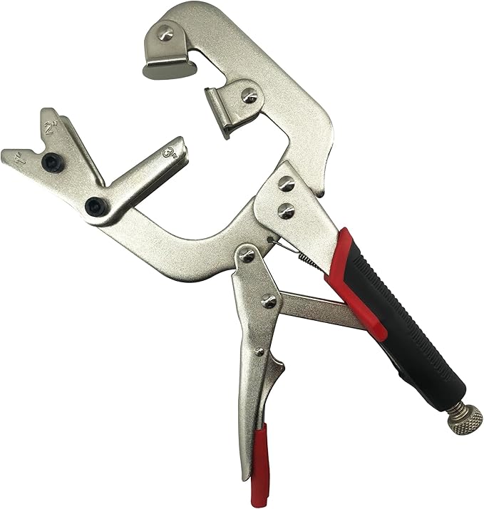 MacWork 10-Inch Welding Pipe Plier Clamp, Fast Release, C-Clamp Locking with Large V-Pads, with 5-Inch Mini C-Clamp Locking Plier