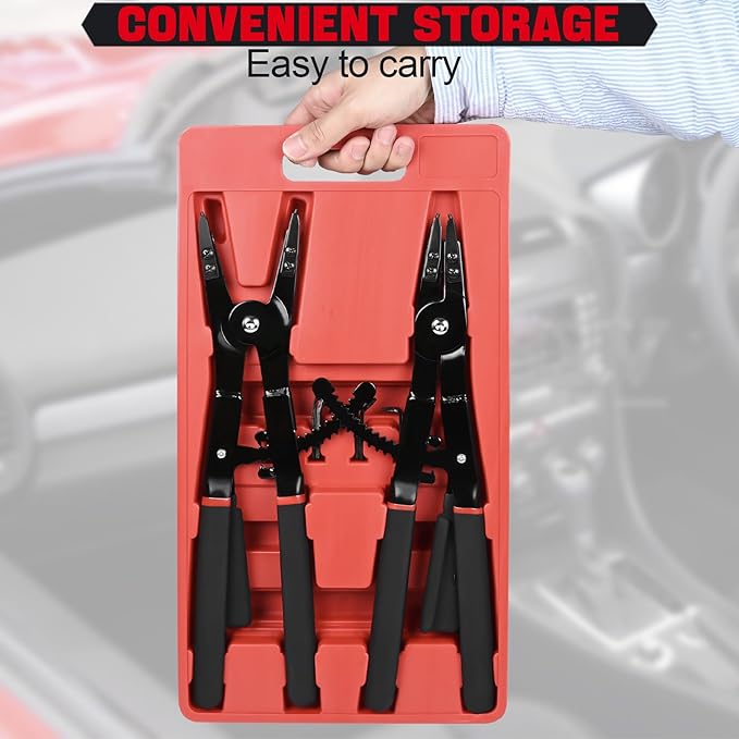 Snap Ring Pliers Set Heavy Duty - 2 PCS Large Heavy Duty Snap Ring Circlip Pliers 竊?6" Internal External Circlip Pliers Set with 45째 90째 Tips