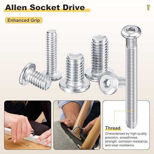 METALLIXITY Furniture Crib Screws Replacement Set with Wrench(M6-1x120mm) 16Pcs, Galvanization Connector Bolt M6 Screw Barrel Nuts Binding Screws, for Chair Cabinet Bed, Blue White