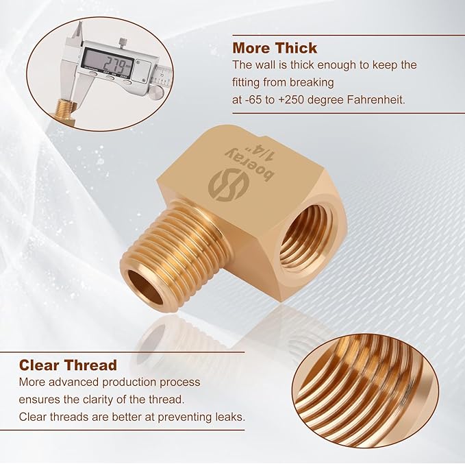 2pcs 1/4??Brass Fittings 90 Degree Barstock Street Elbow 1/4" NPT Male Pipe to 1/4" NPT Female Pipe 1/4 NPT Elbow Forged Brass Pipe Fittings