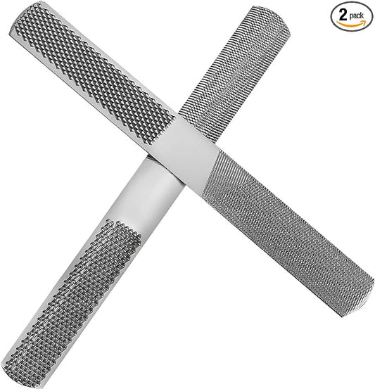 DONSTRAW 2P Wood Rasp File 4 Way Premium Grade High Carbon Hand File and Round Rasp, Half Round Flat & Needle Files Wood Rasp Set for Sharping Wood and Metal Tools