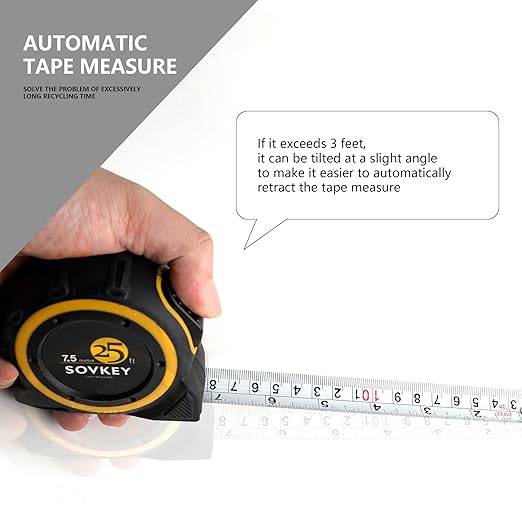 25ft(7.5-Meters) Tape Measure, Self-Lock, Dual Scale,Easy Read Measuring Tape, 6 Pieces