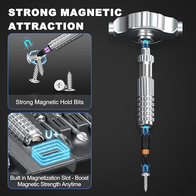 40 in 1 Magnetic Ratchet Screwdriver Set, DIY Screwdriver Ratchet Kit with Detachable Handle, S2 Steel Bits for Repairs on Furniture, Electronics, Bicycles, and DIY Projects