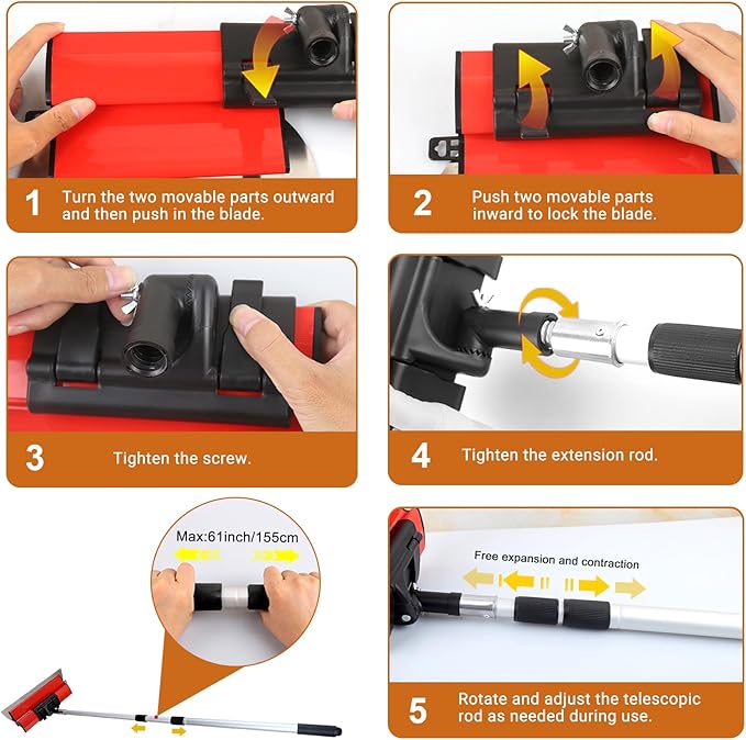 DEKEones Drywall Skimming Tools Set with 10??4??2??Skimming Blades, a Paint Roller, a Extension Pole and 3 Kinds of Putty Knife Tools for Smoothing Wall and Ceiling