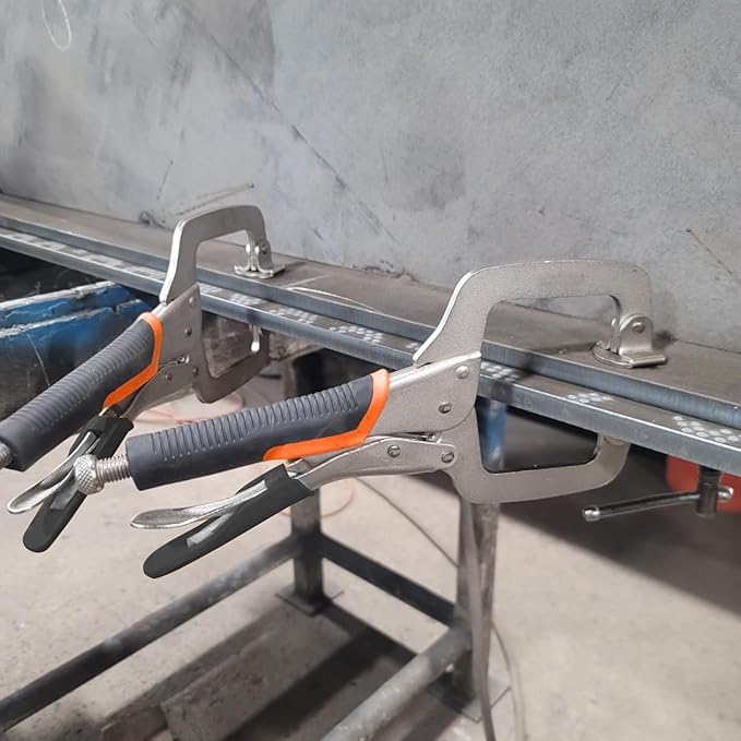 5 Pack 6 Inch C Clamp Locking Pliers,Locking C Clamp With Non-Slip Rubber Grip, Adjustable Nickel Plated C Pliers for Wood Working, Welding, Electrician Maintenance and More, by GENHAKON