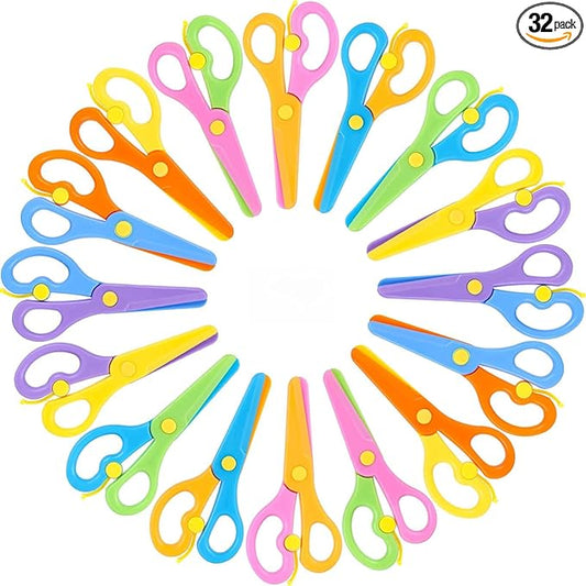 LOVESTOWN Kids Safety Scissors, 16 PCS Blunt Tip Toddler Scissors for Preschool Training, Anti-Pinch Design, Child Hand-Eye Coordination Development, Playdough Cutting Tools & Craft Activities