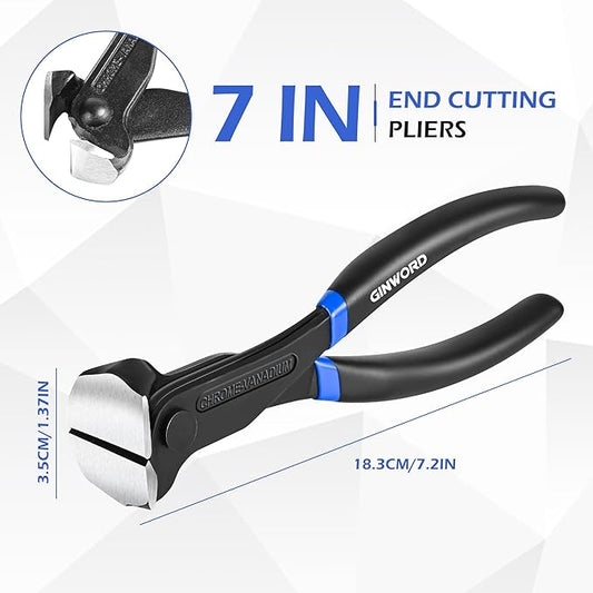 2 PCS 7 Inch Nail Puller, Nail Remover Tool, End Cutting Pliers, Carpenter Tools, Nail Pulling Pliers, End Nippers, Nippers Tool for Pulling Nails and Cutting Wires
