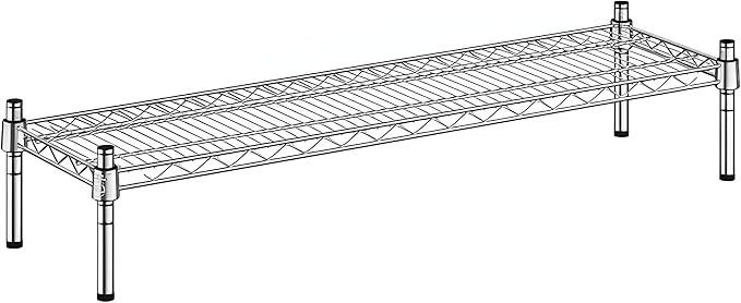 12" x 42" x 8" Chrome Wire Storage Shelf, Dunnage Rack, Commercial 1 Tier Small Shelf