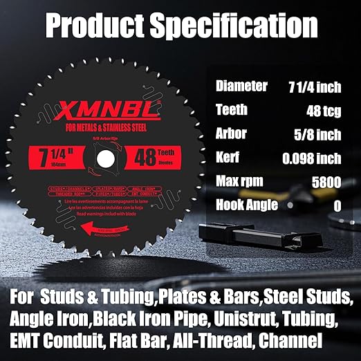7 1/4 Inch Metal and Stainless Steel Cutting Circular Saw Blade,Replacement for Steel Demon D0748CF 7 1/4 Metal Cut Saw Blade,2 Pack
