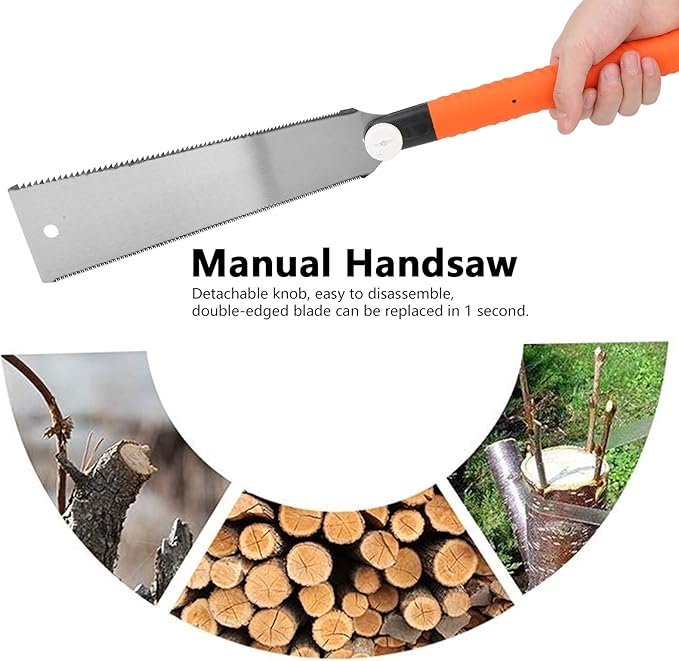 Japanese Saw, Hand Saw Double Pull Saw Long Handle Woodworking Saw Flexible Blade Handsaw for Woodworking 10in