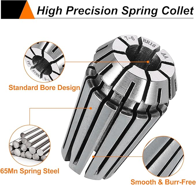 HARFINGTON Spring Collet Chuck ER16 7mm 65Mn Spring Steel Precision Router Collets for CNC Engraving Milling Lathe Tool