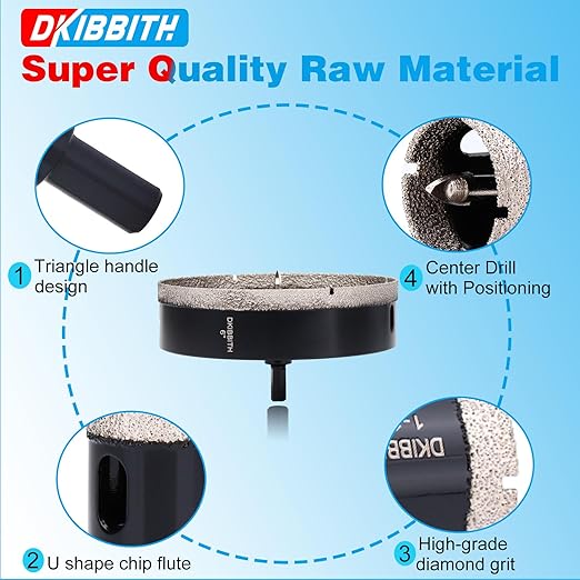 6" Diamond Hole-Saw Bits with Pilot Drill Bit 6 in Diamond Tipped Tile Hole Saws with Guiding Bit for Accurate Drilling, for Porcelain Tile Ceramic Pottery Granite Stone Glass Bottles 152mm