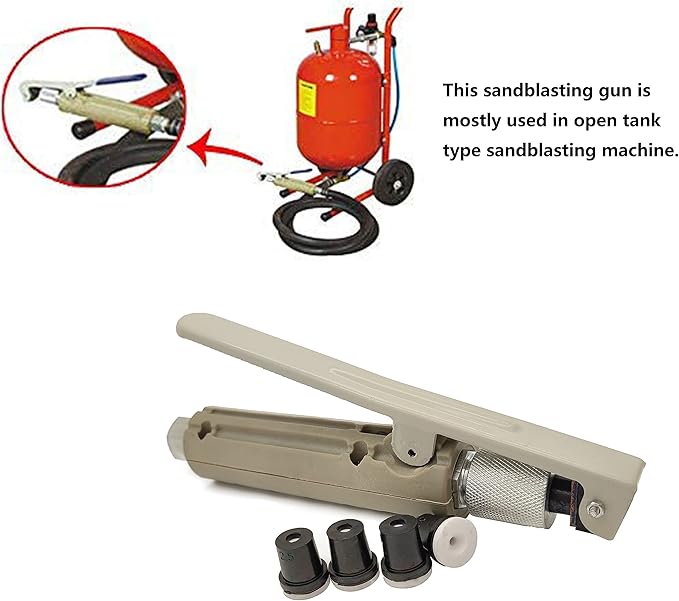 Sand Blaster Gun Contains 4pcs Ceramic Tips Abrasive Blaster Gun Nozzles Remove Paint,Stain,Rust,Grime on Surfaces