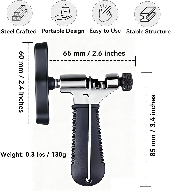 Bike Chain Breaker, Universal Road & Mountain Bicycle Chain Breaker Tool with Chain Hook, 3rd Generation Chain Tools for Routine Maintenance and Emergency Repair, Compact for Bike Bag