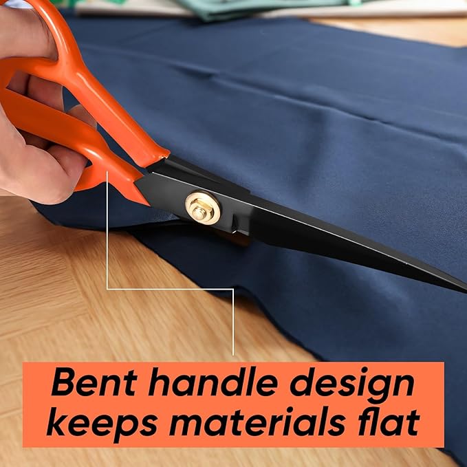 Professional Tailor Scissors Heavy Duty - Multi-Purpose Sewing Fabric Scissors for Leather Cutting Industrial Sharp Shears Home Office Arts, and Crafts (9 Inch) Orange
