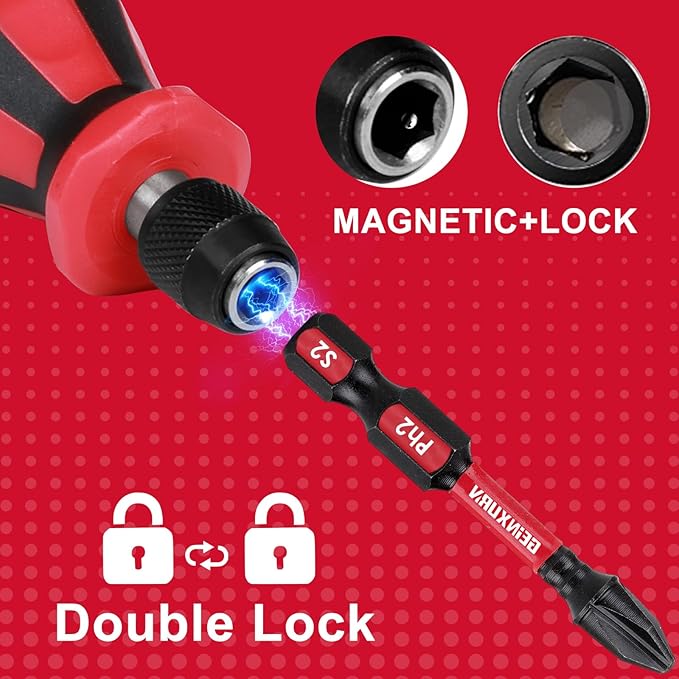 Magnetic 2PC Mini Changeable Head Manual Screwdriver Holder, Quick Change&Release 1/4??Hex Bit Extension Holder