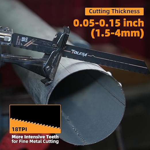 TOLESA M42 Bi-Metal Reciprocating Saw Blades Metal 225 mm 18TPI Saw Blade Reciprocating Saw with Cobalt for Metal Fine Cutting Perfect for Metal Pipes, Bolts, Thin Metal
