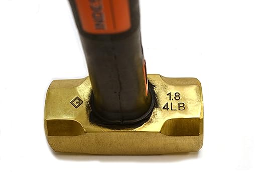 Groz 34702 12" Indestructible Brass Striking Hammer, 4 lb