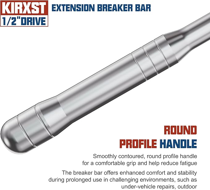 25-Inch 1/2??Drive Breaker Bar, 250째 Rotatable Head, Heavy Duty Extension Breaker Bar, Ball Lock Function, Laser Marking, Mechanical Work, Automobile and Motorcycle Maintenance and Repair